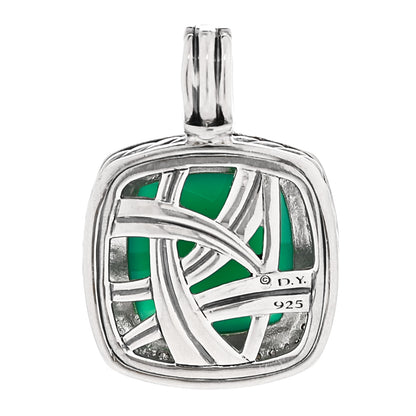 David Yurman Sterling Silver Diamond Green Onyx 16mm Albion Pendant Necklace 3 of 4