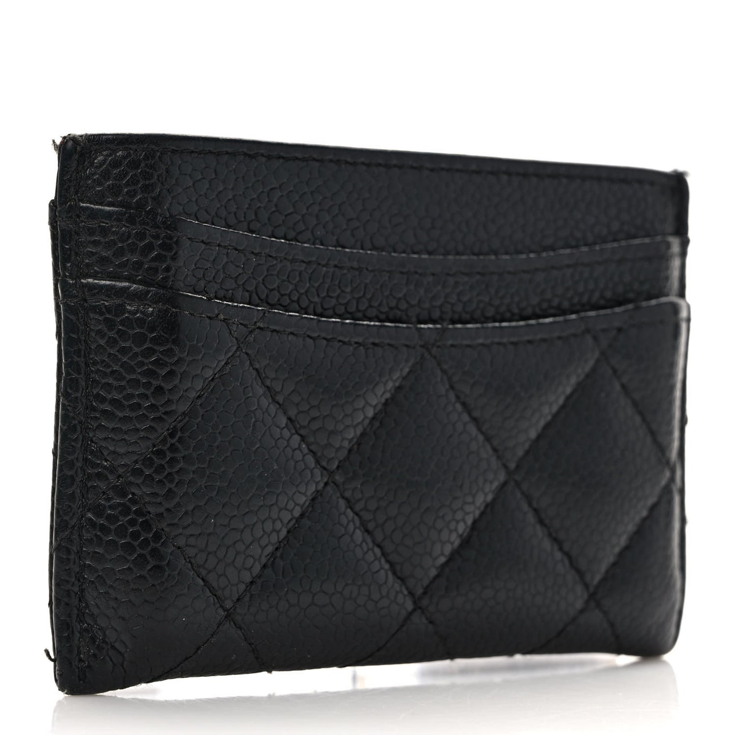 Caviar Quilted Card Holder Black