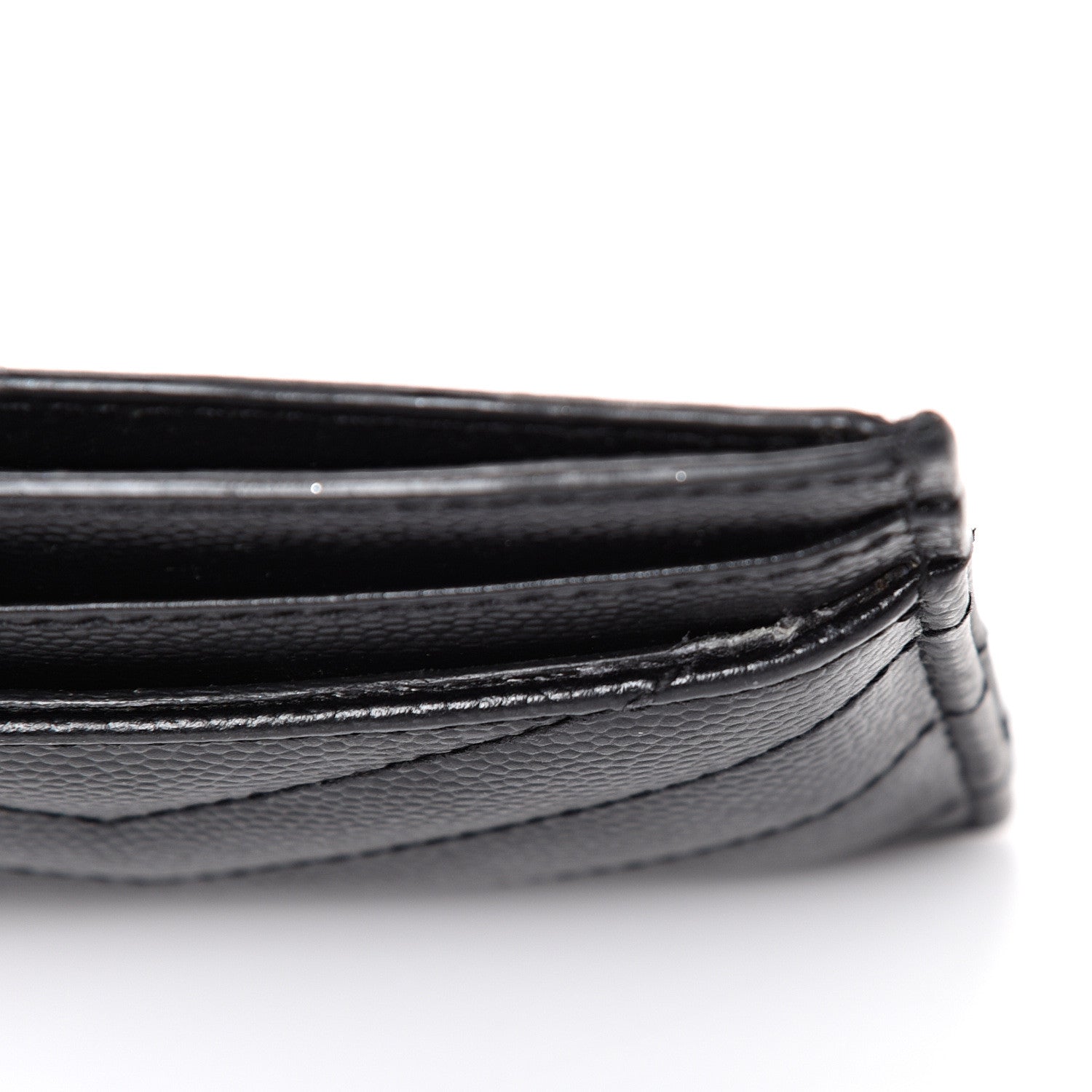 Saint Laurent Grain De Poudre Matelasse Chevron Monogram Credit Card Case Black 8 of 9