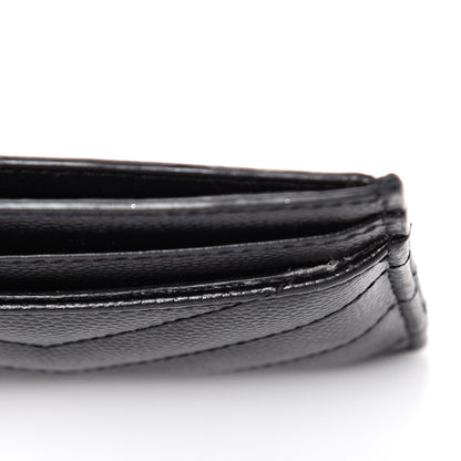 Saint Laurent Grain De Poudre Matelasse Chevron Monogram Credit Card Case Black 8 of 9