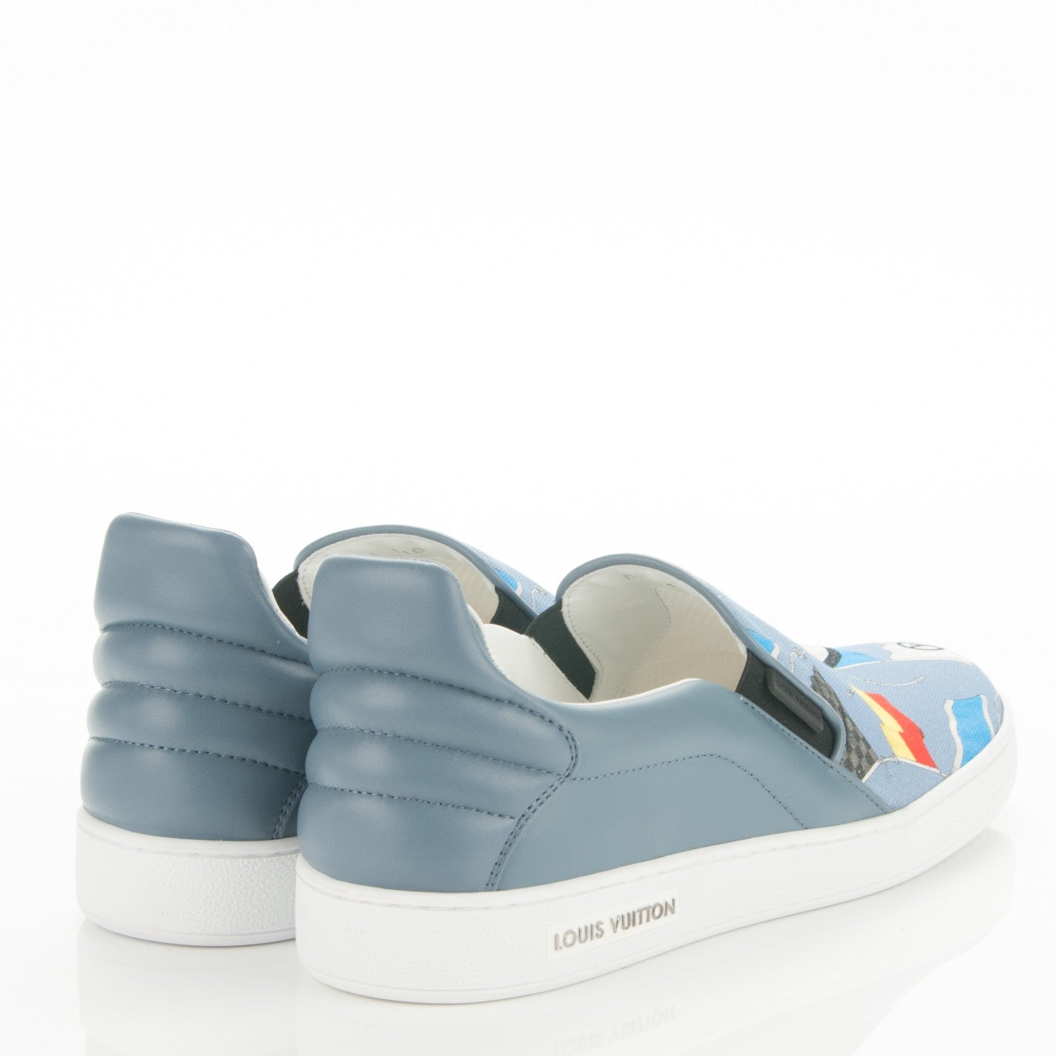Louis Vuitton Calfskin Canvas Frontrow Slip On Sneakers 7 Indigo 4 of 7