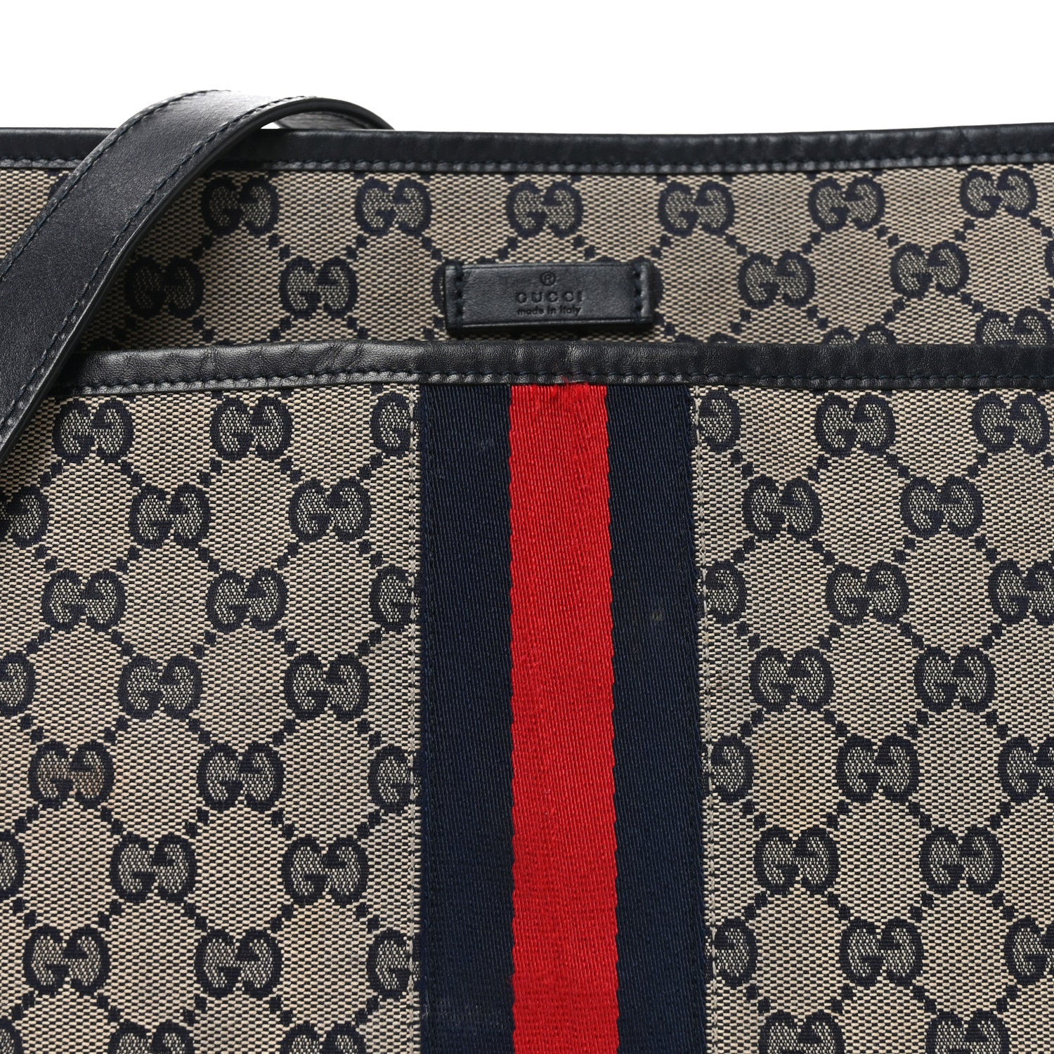 Gucci GG Supreme Monogram Web Flat Messenger Bag Navy 8 of 10