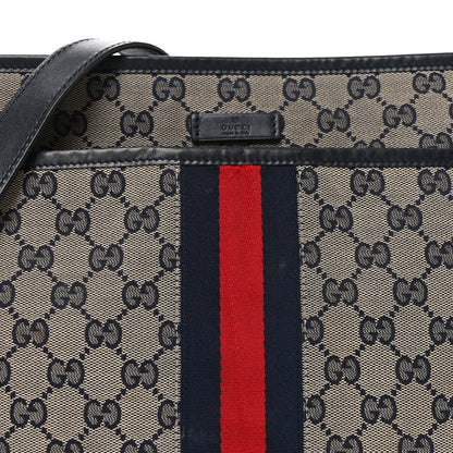 Gucci GG Supreme Monogram Web Flat Messenger Bag Navy 8 of 10