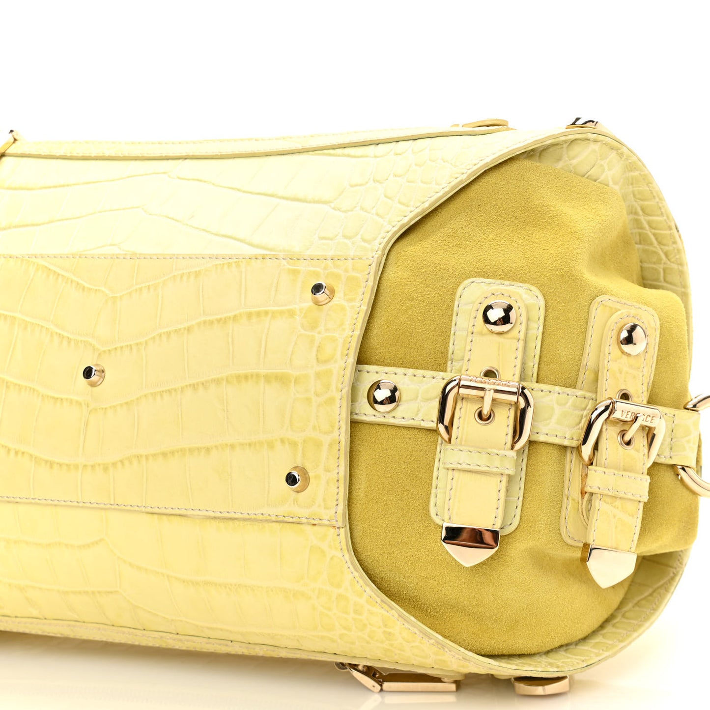 Calfskin Crocodile Embossed Canyon Bag Yellow