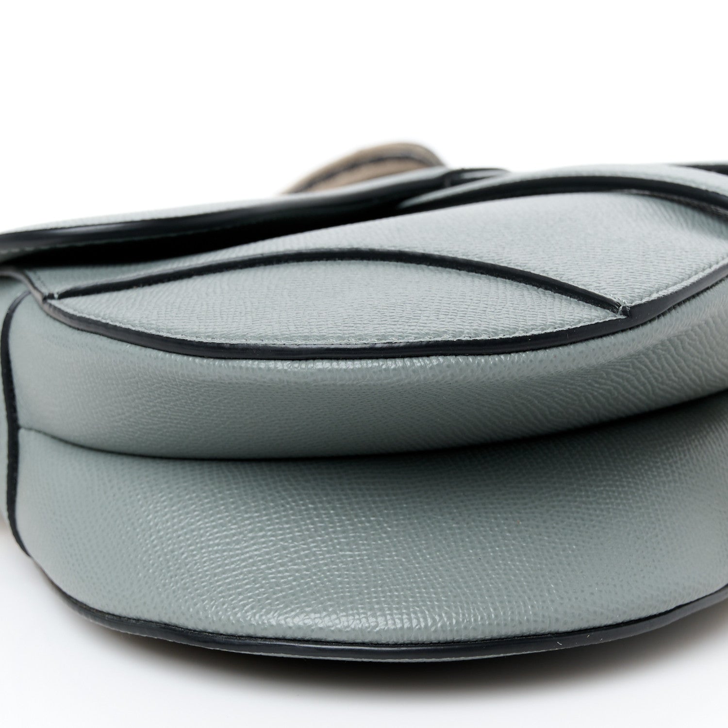 Christian Dior Grained Calfskin Saddle Bag With Strap Stone Grey