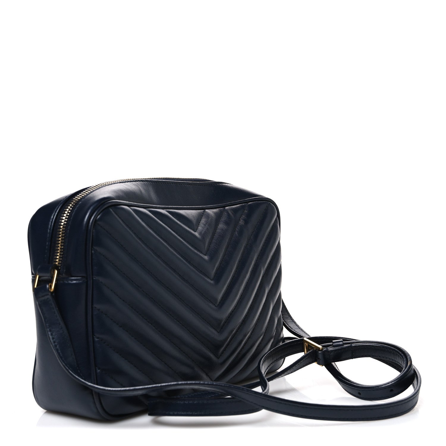 Saint Laurent Calfskin Matelasse Monogram Lou Camera Bag Deep Marine 3 of 10