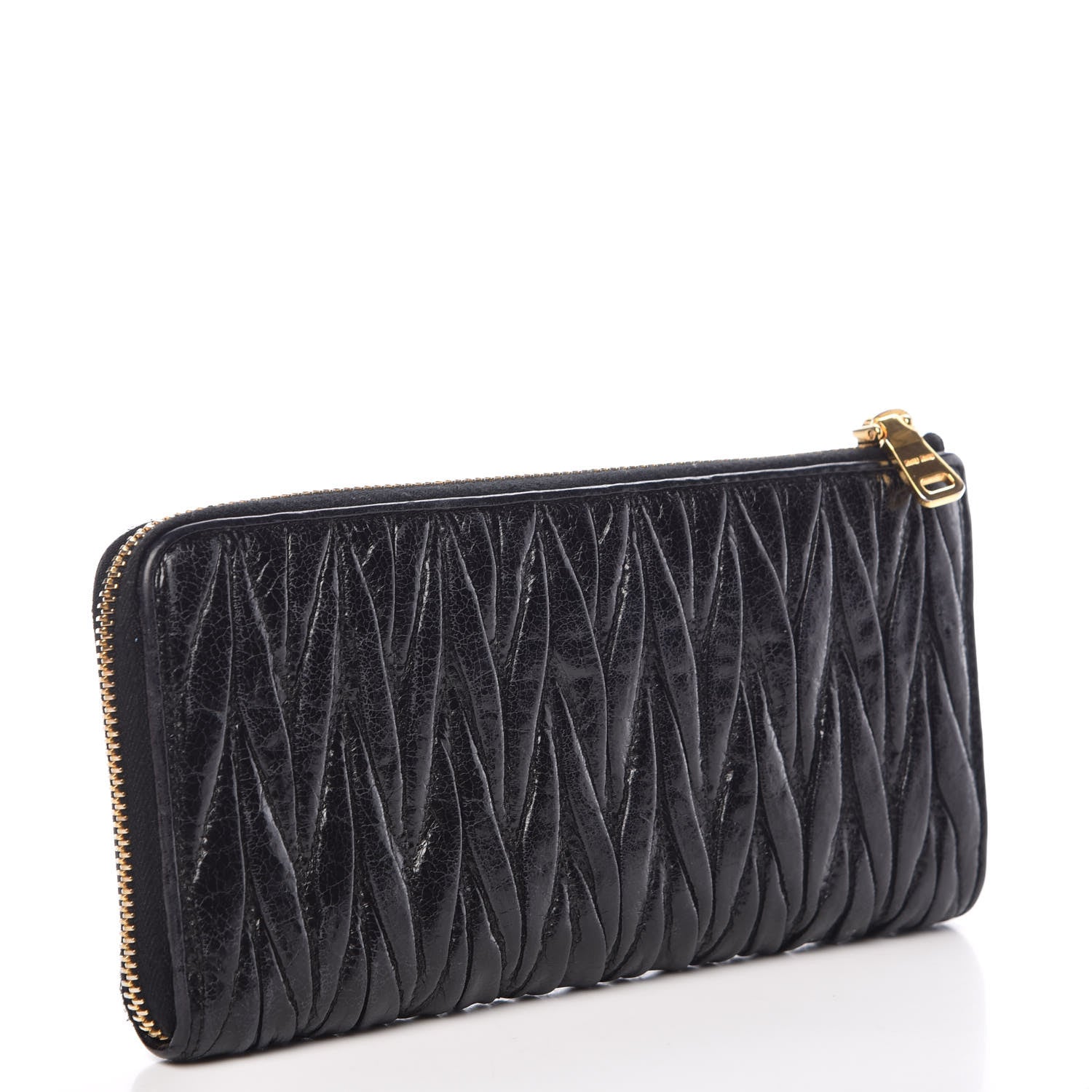 Miu Miu Nappa Matelasse Lux Zip Around Wallet Black 3 of 8