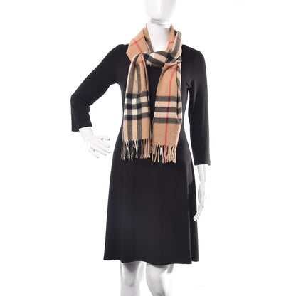 Burberry Cashmere Giant Check Fringe Scarf Camel 2 of 6