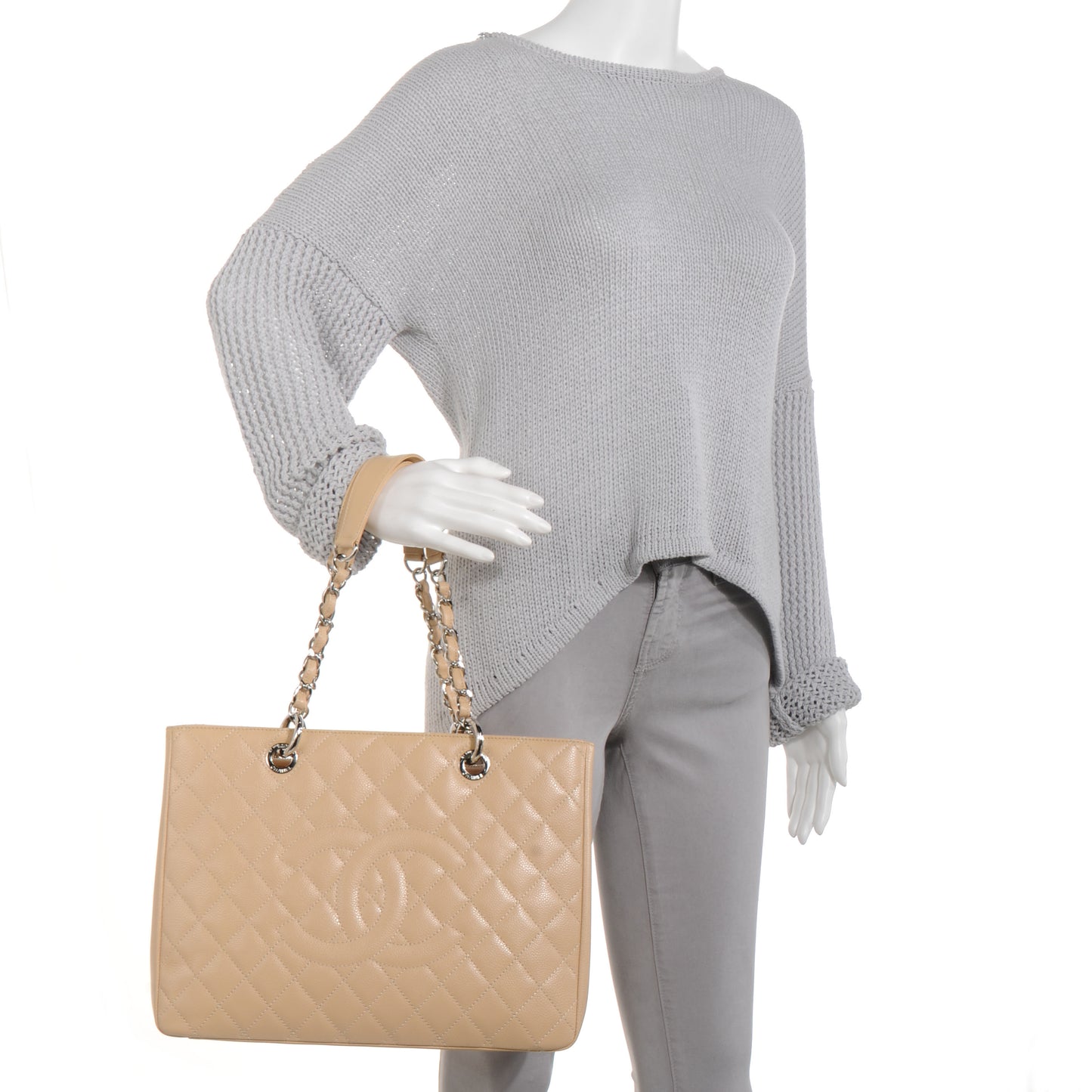 Caviar Grand Shopping Tote GST Beige Clair