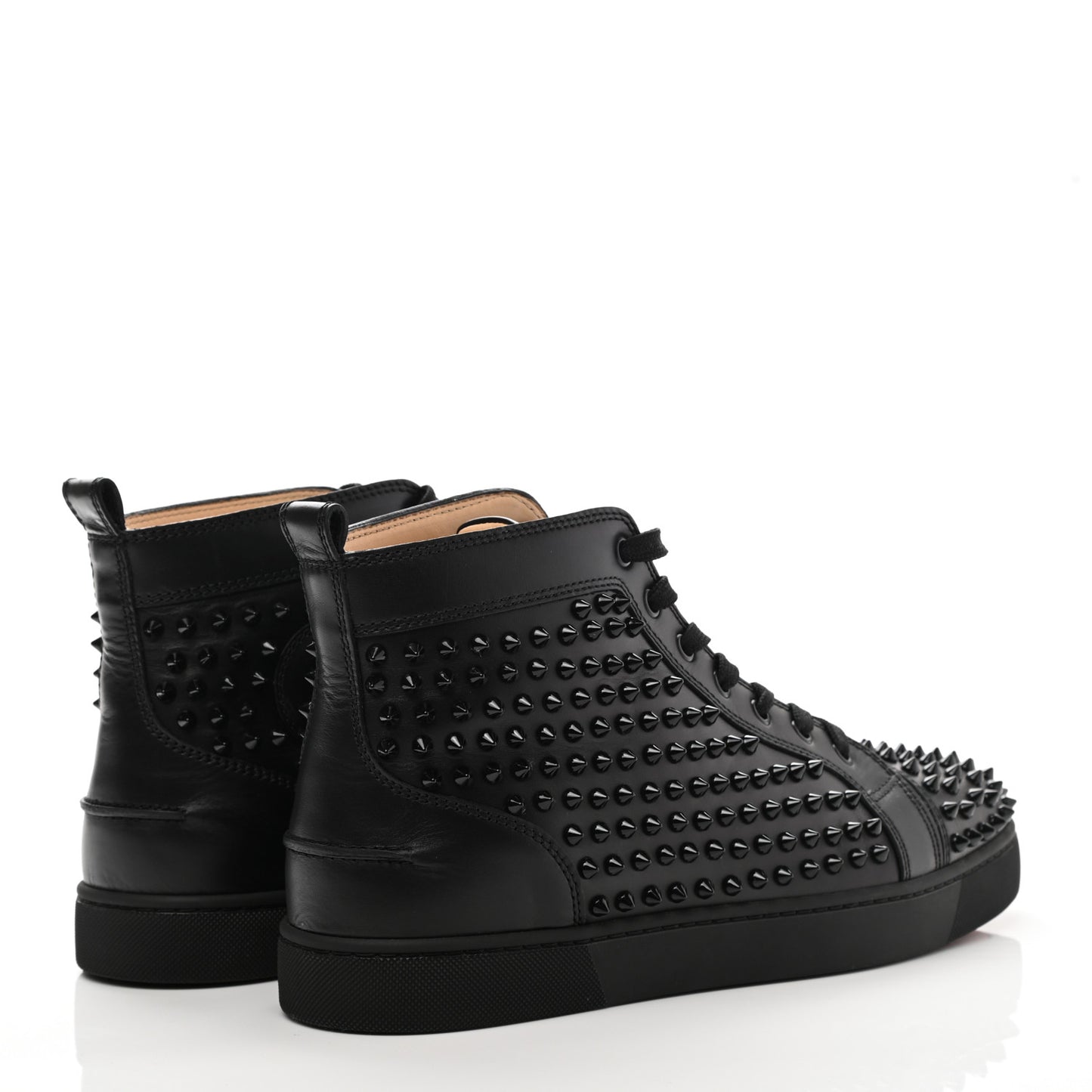 Calfskin Mens Louis Spikes Flat Sneakers 44 Black