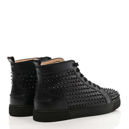 Christian Louboutin Calfskin Mens Louis Spikes Flat Sneakers 44 Black 4 of 9