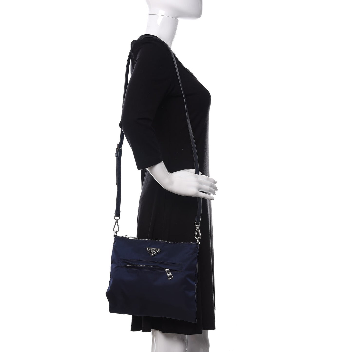 Tessuto Nylon Saffiano Flat Messenger Bag Baltico