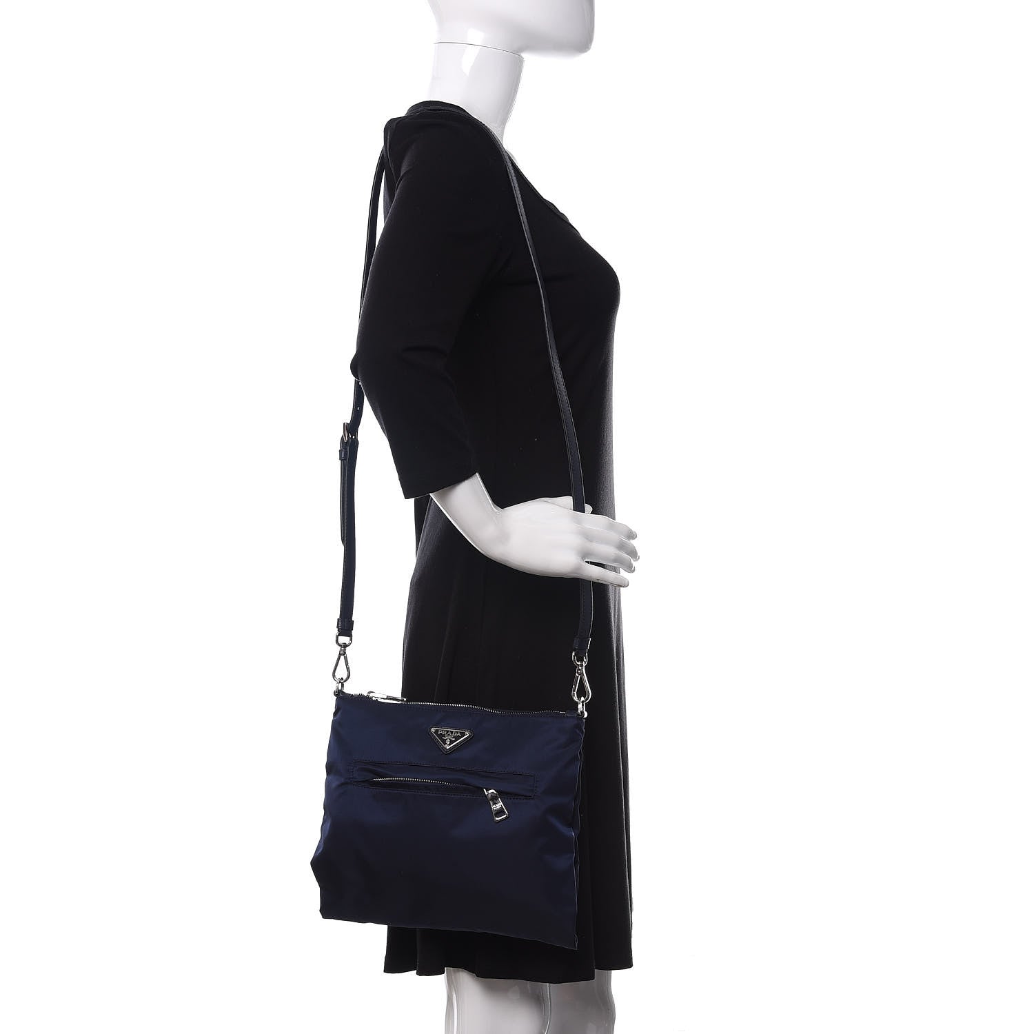 Prada Tessuto Nylon Saffiano Flat Messenger Bag Baltico 2 of 10