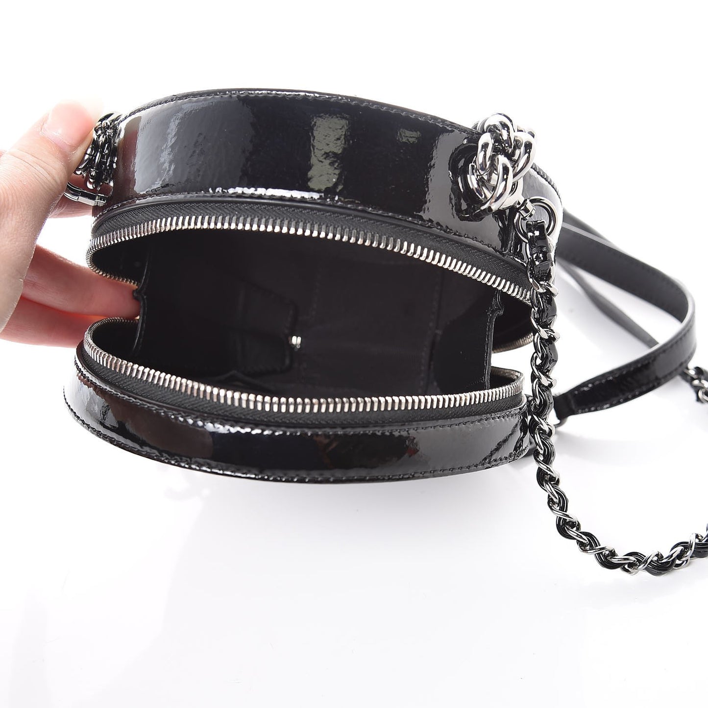 Patent Round As Earth Evening Bag Black