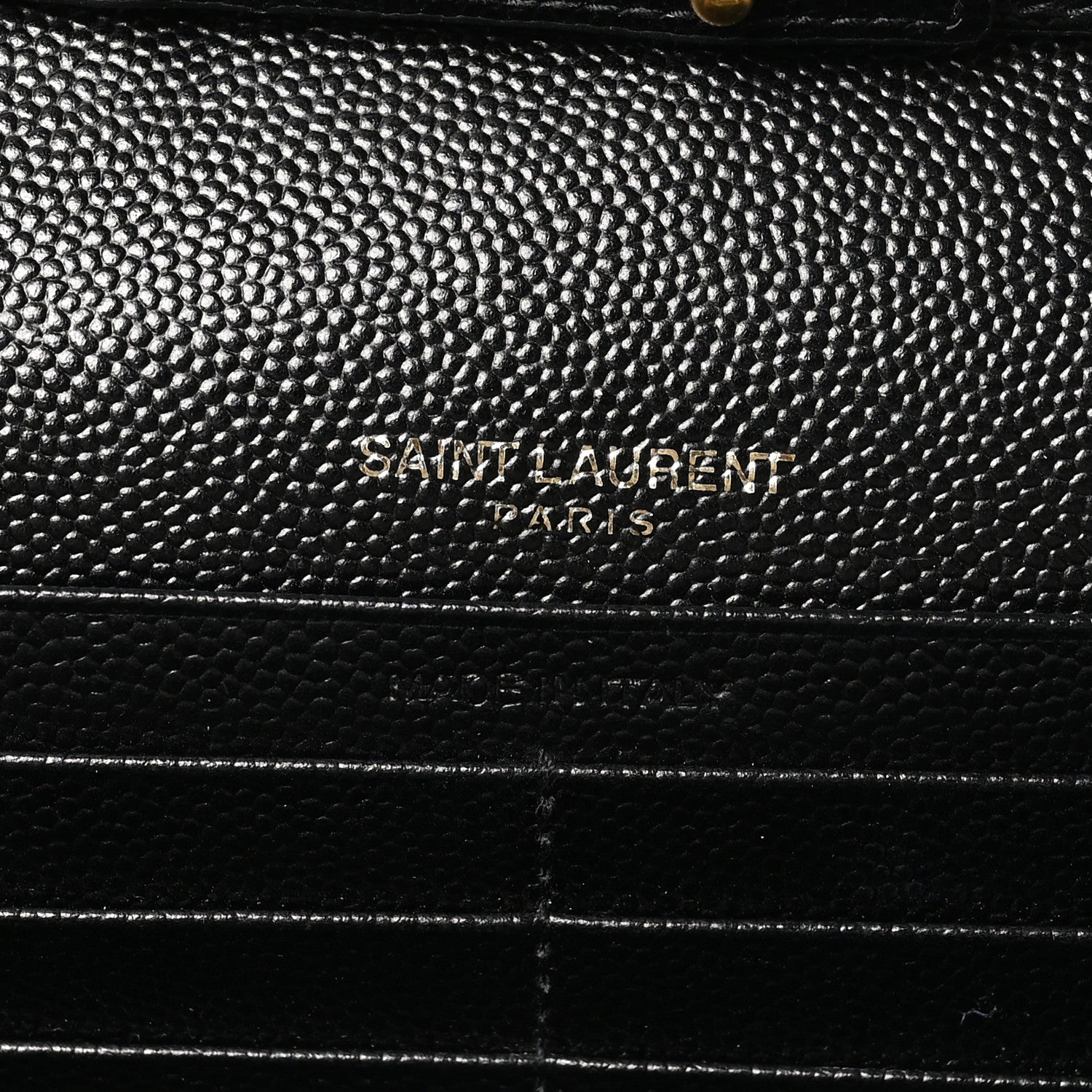 Saint Laurent Grain De Poudre Matelasse Chevron Monogram Chain Wallet Black 6 of 9