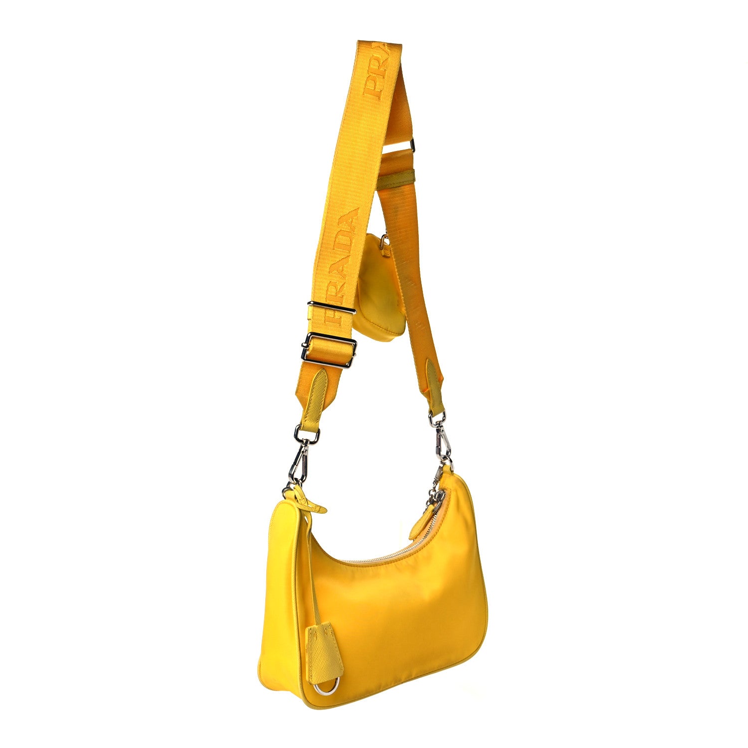 Prada Tessuto Nylon Saffiano Re-Edition 2005 Shoulder Bag Giallo 3 of 18