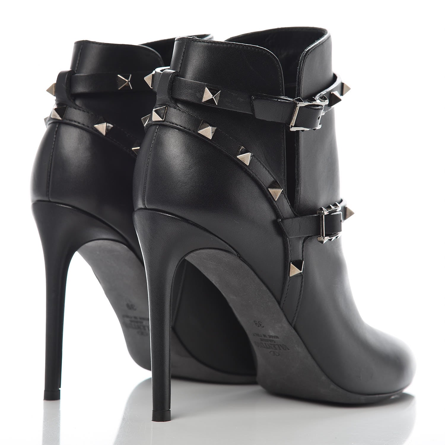 Valentino Garavani Calfskin Rockstud Double Buckle 100mm Ankle Boots 39 Black 4 of 13