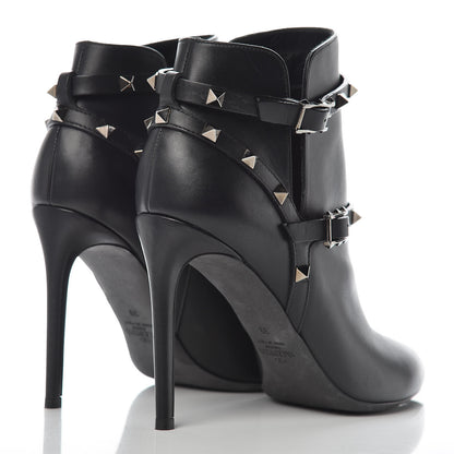 Valentino Garavani Calfskin Rockstud Double Buckle 100mm Ankle Boots 39 Black 4 of 13