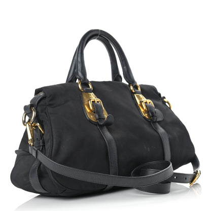 Prada Tessuto Nylon Soft Calfskin Shopping Satchel Black 2 of 15