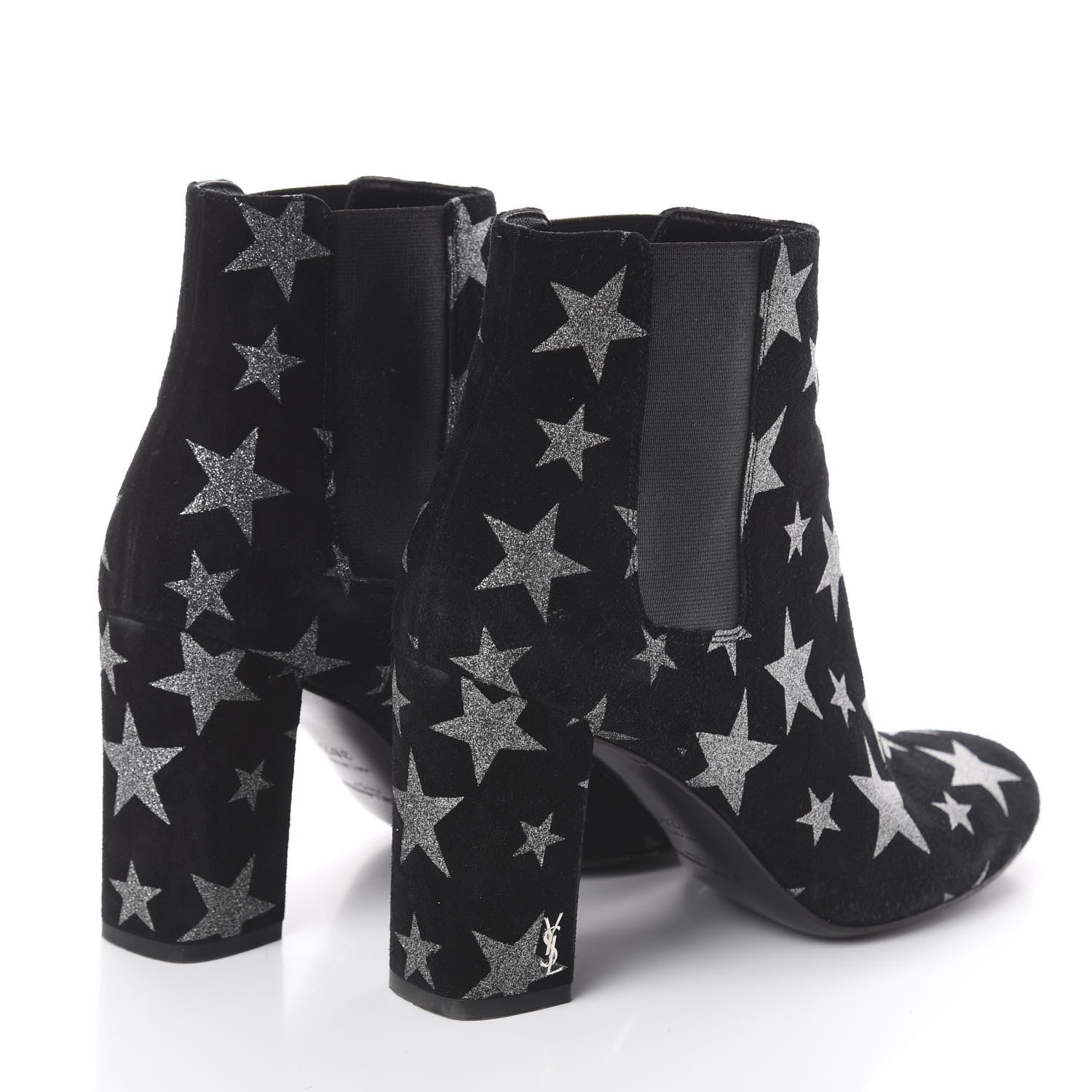 Saint Laurent Suede Glitter Stars Babies 90 Ankle Boots 36.5 Black Argent 4 of 7