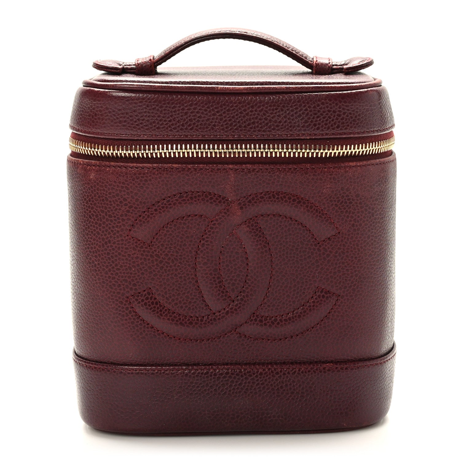 Chanel Caviar Vanity Cosmetic Case Burgundy 1 of 12