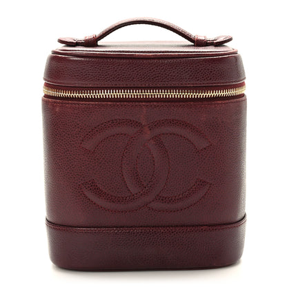Chanel Caviar Vanity Cosmetic Case Burgundy 1 of 12