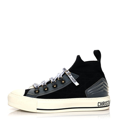 Christian Dior Technical Knit Calfskin Womens Walk'N'Dior High Top Sneakers 38.5 Black 1 of 8