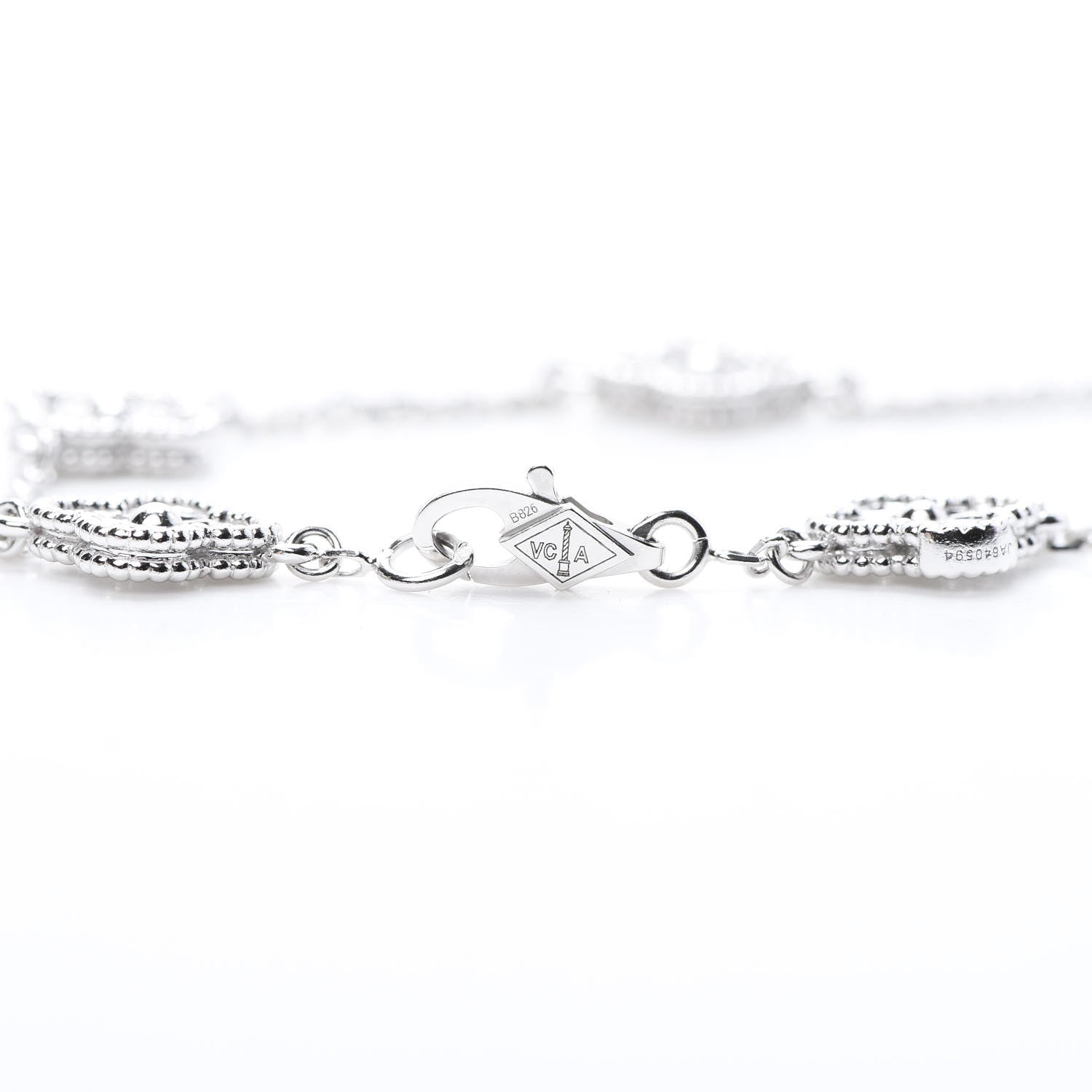 Van Cleef & Arpels 18K White Gold Diamond 6 Motifs Sweet Alhambra Bracelet 4 of 5