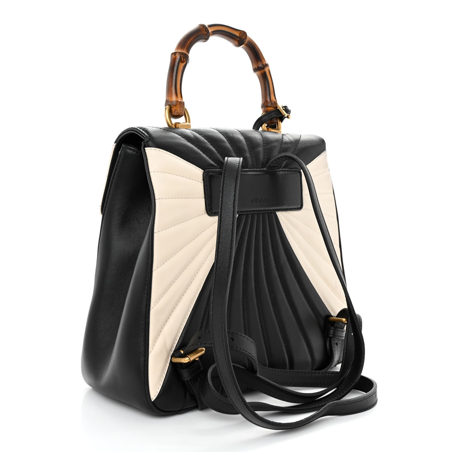 Gucci Calfskin Bamboo Trapuntata Queen Margaret Backpack Mystic White Black 3 of 12