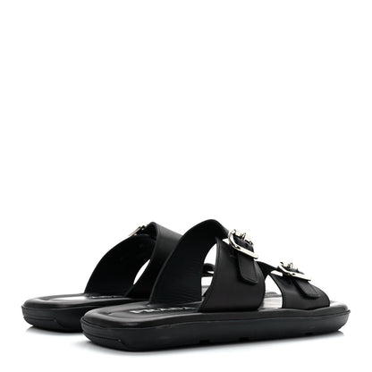 Prada Natural Calfskin Double Buckle 20mm Sandals 39 Black 4 of 9
