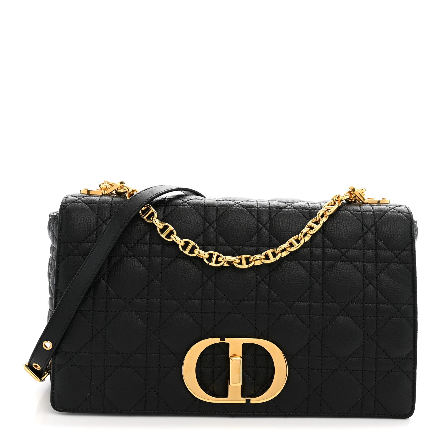 Christian Dior Grained Calfskin Cannage Large Caro Bag Black 1 of 11