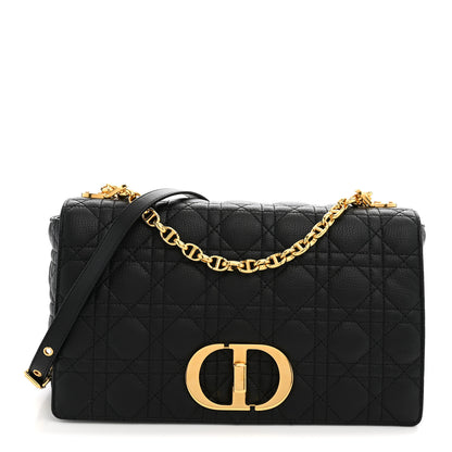 Christian Dior Grained Calfskin Cannage Large Caro Bag Black 1 of 11