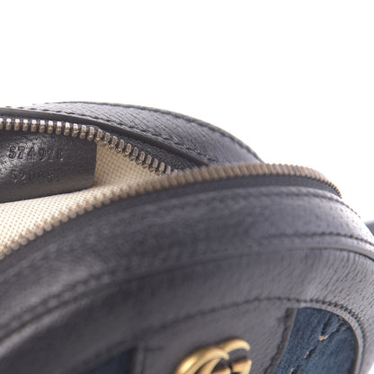 Gucci Velvet Calfskin GG Monogram Round Shoulder Bag Blue Beige 8 of 11