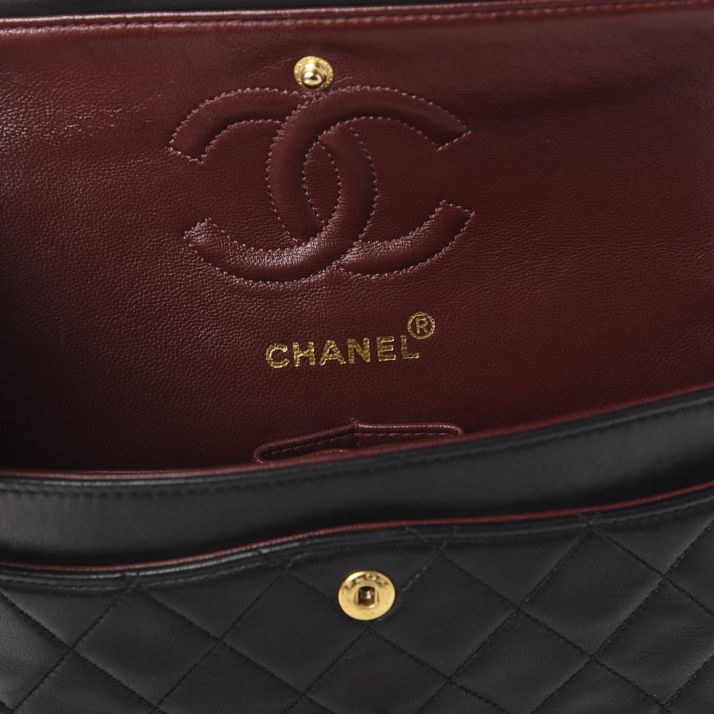 Lambskin Quilted Small Double Flap Black