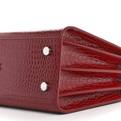 Saint Laurent Calfskin Crocodile Embossed Baby Sac De Jour Red 10 of 12