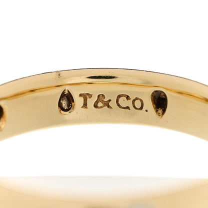 Tiffany 18K Yellow Gold Platinum Diamond 4mm Etoile Band Ring 56 7.5 5 of 7