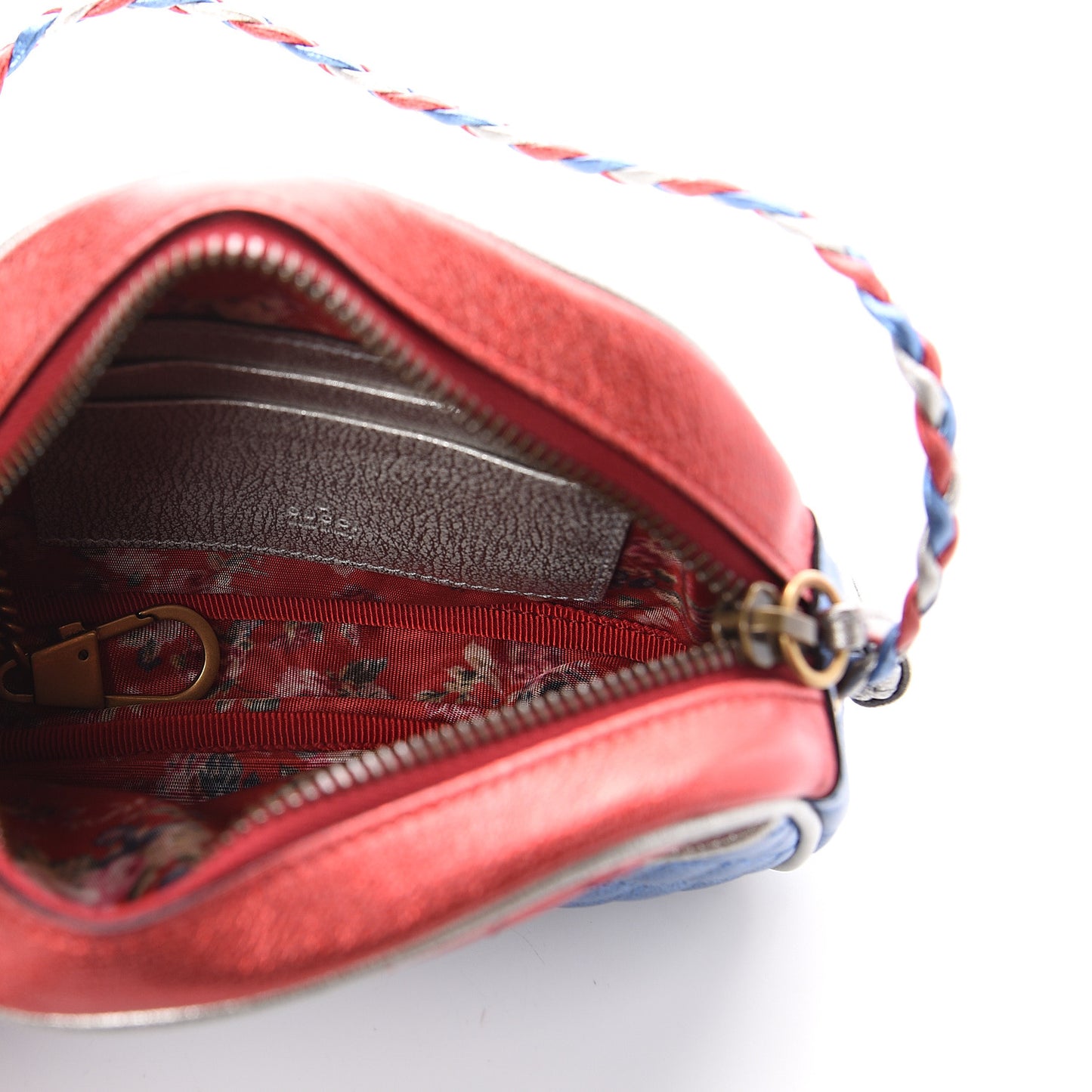 Laminated Nappa Trapuntata Mini Zumi Dome Shoulder Bag Rosso Marine Argento