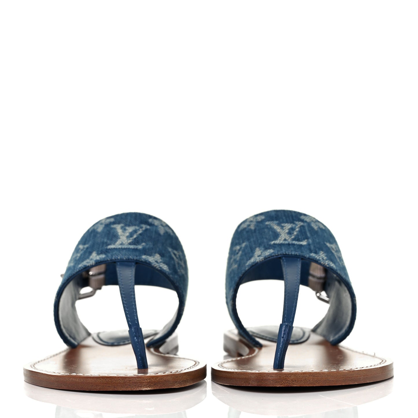 Monogram Denim Starboard Flat Thong Sandal 37 Blue
