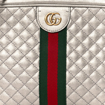 Gucci Laminated Nappa Web Trapuntata Small GG Shoulder Bag Argento 7 of 9