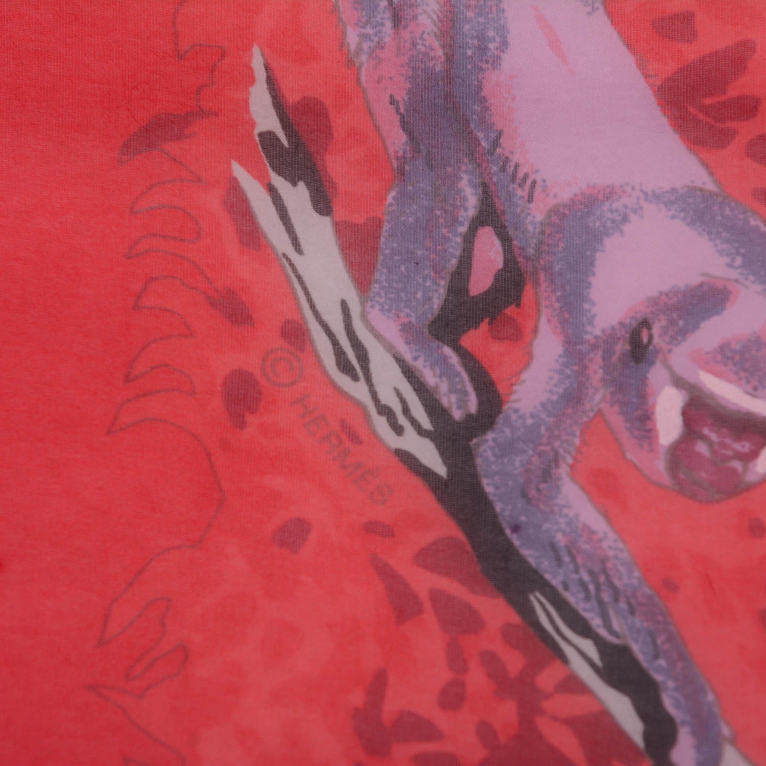 Hermes Mousseline Silk La Treve De L'eau Scarf 140 Rouge Vif Violine Ardoise 6 of 7