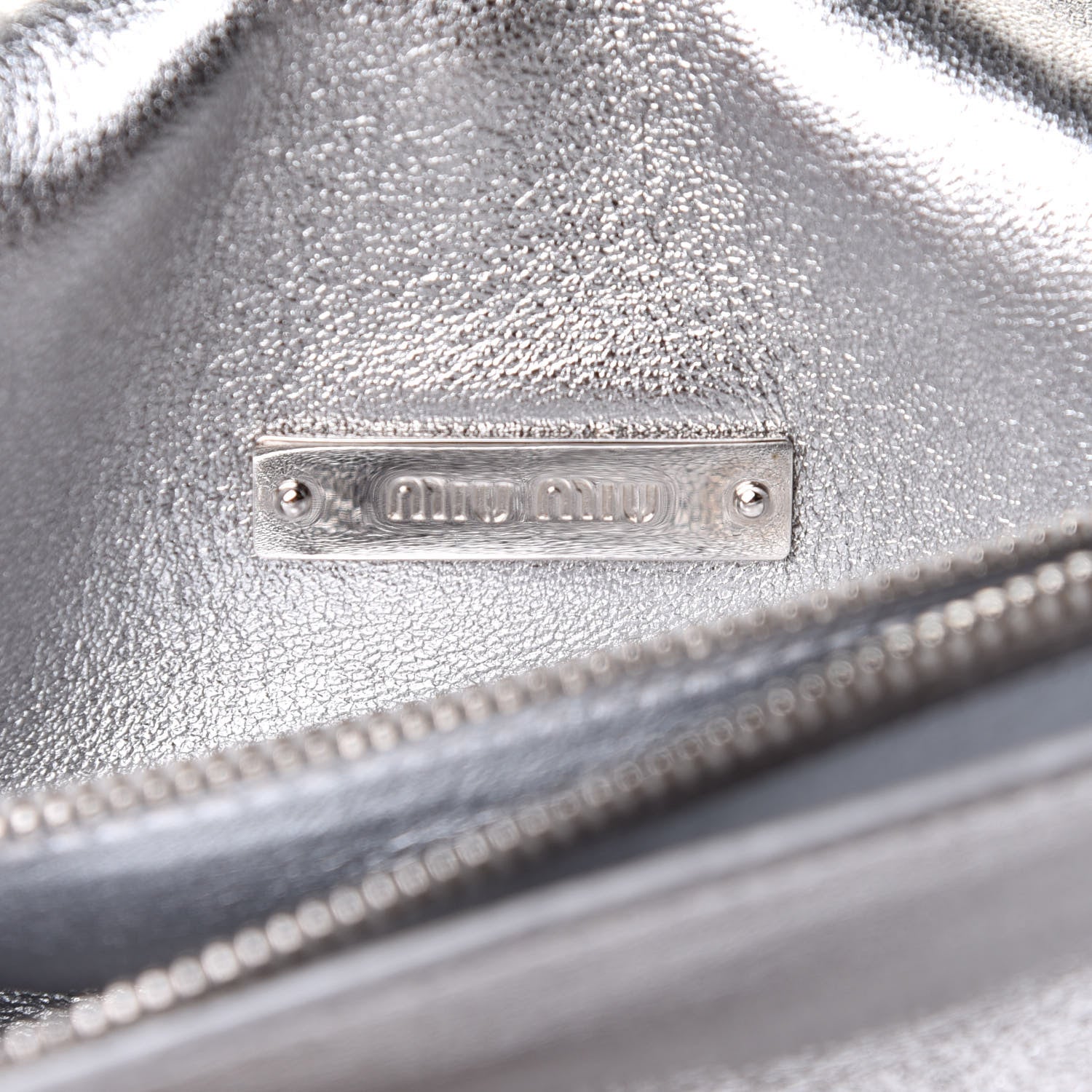 Miu Miu Metallic Embellished Crystal Shoulder Bag Silver 5 of 9