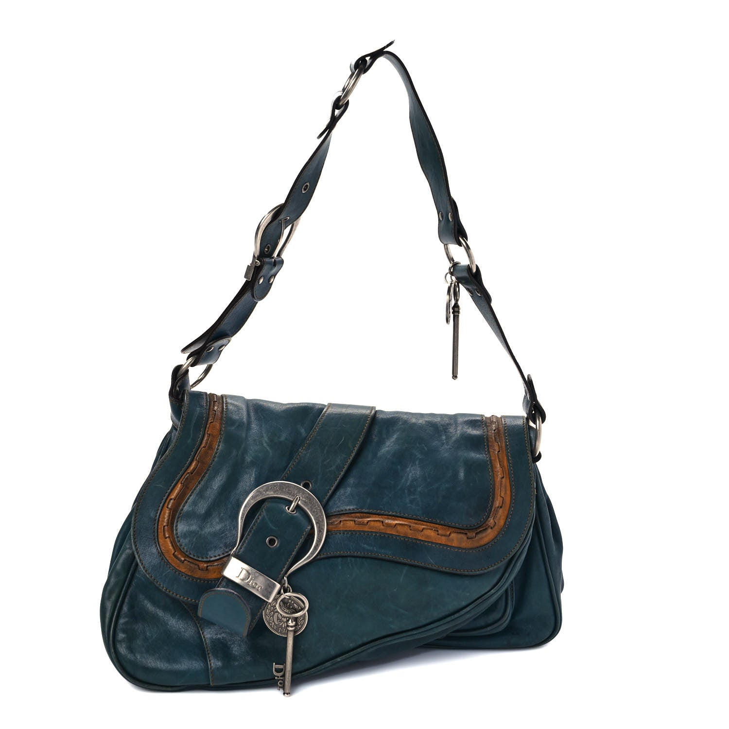 Christian Dior Calfskin Medium Gaucho Double Saddle Bag Dark Blue 1 of 14