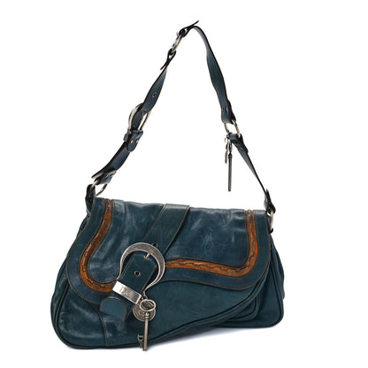 Christian Dior Calfskin Medium Gaucho Double Saddle Bag Dark Blue 1 of 14