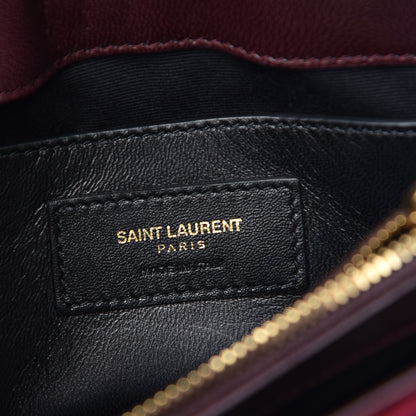 Saint Laurent Velvet Y Quilted Monogram Small Loulou Chain Satchel Burgundy 6 of 15