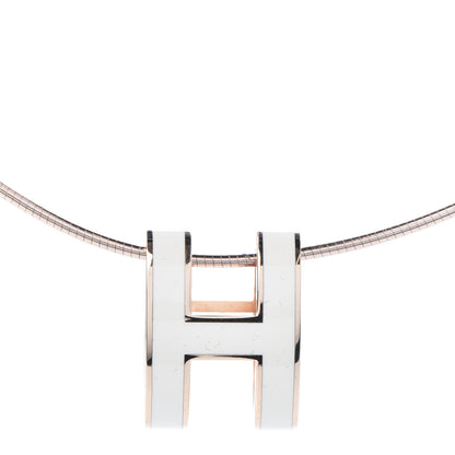 Hermes Lacquered Rose Gold Pop H Pendant Necklace Ecru 4 of 7