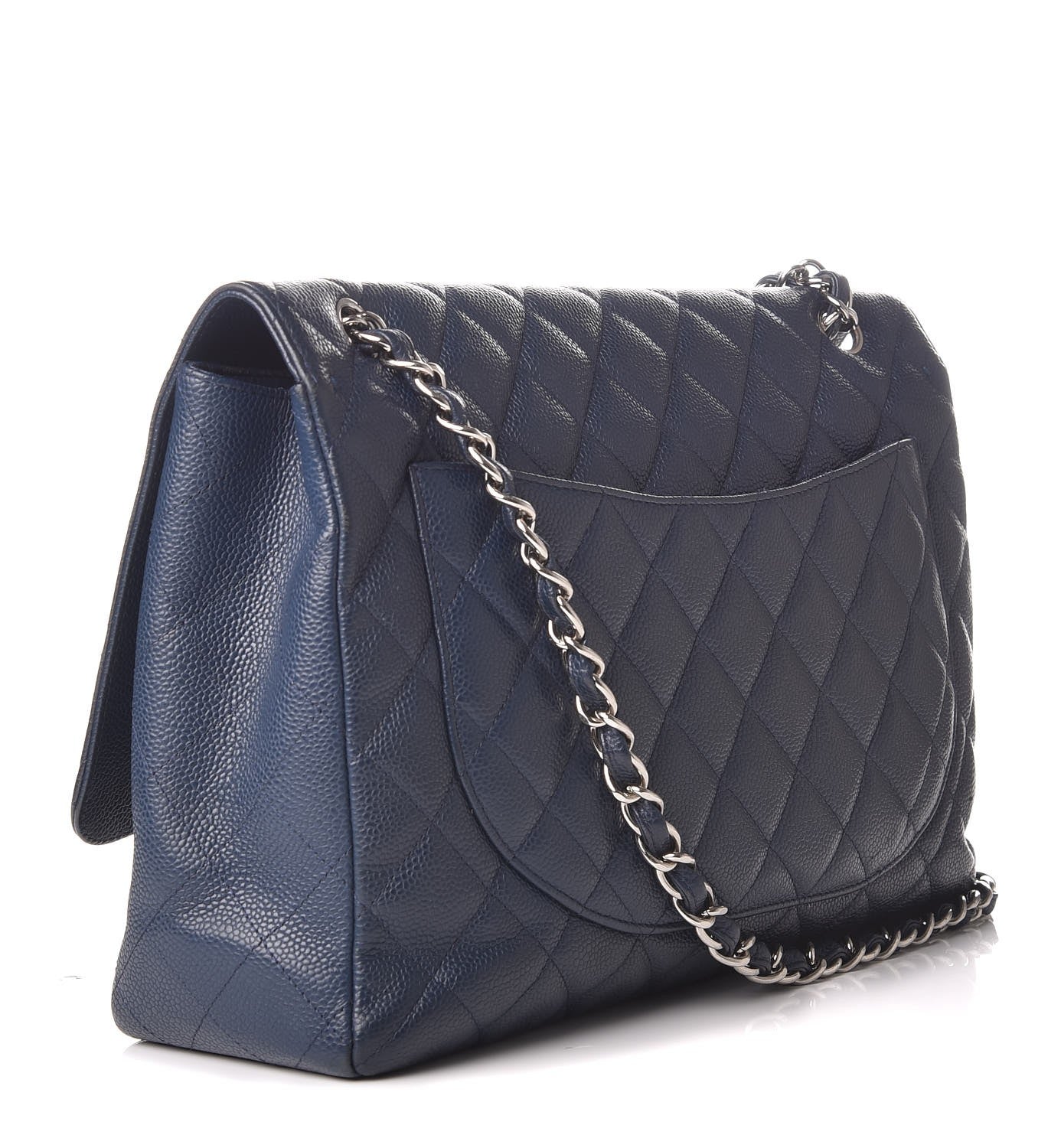 Chanel Caviar Quilted Maxi Single Flap Blue 2 of 12