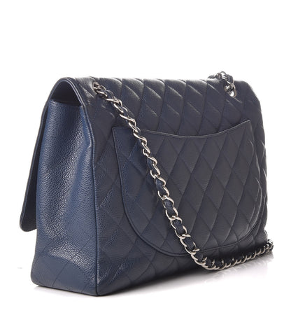 Chanel Caviar Quilted Maxi Single Flap Blue 2 of 12