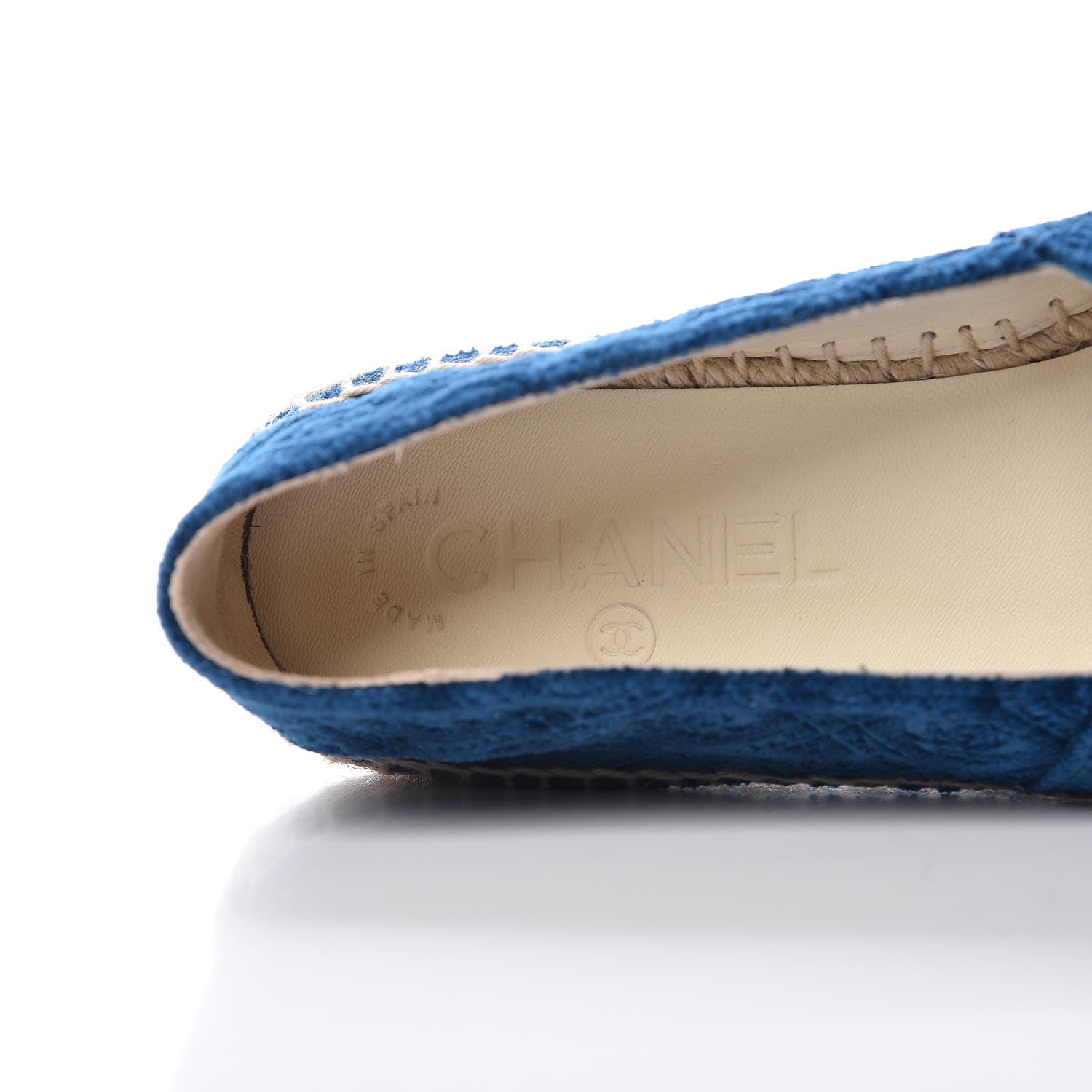Chanel Velvet Grosgrain Quilted Camellia CC Espadrilles 35 Navy Black 5 of 9