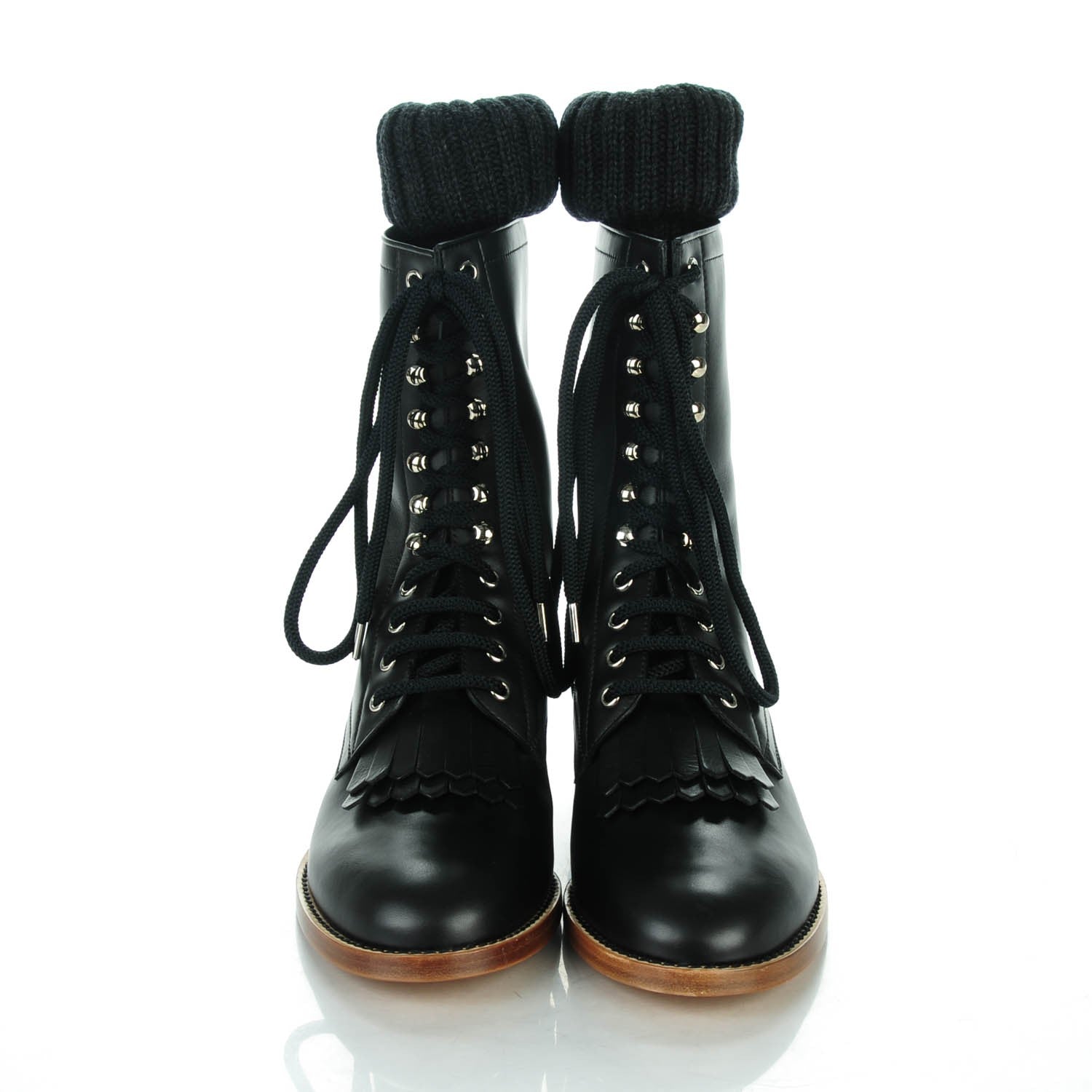 Chanel Calfskin Sock High CC Combat Boots 42 Black 2 of 7