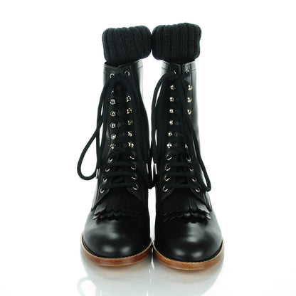 Chanel Calfskin Sock High CC Combat Boots 42 Black 2 of 7
